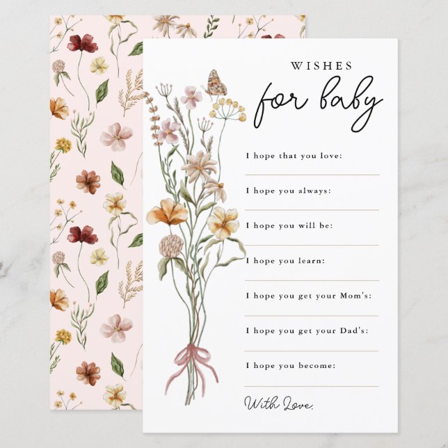 Wildflower Wishes for Baby Baby Shower Advice Card (Front/Back)