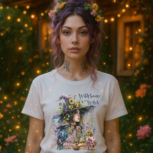Wildflower Witch T-Shirt – Floral Witchcore Art  (Creator Uploaded)