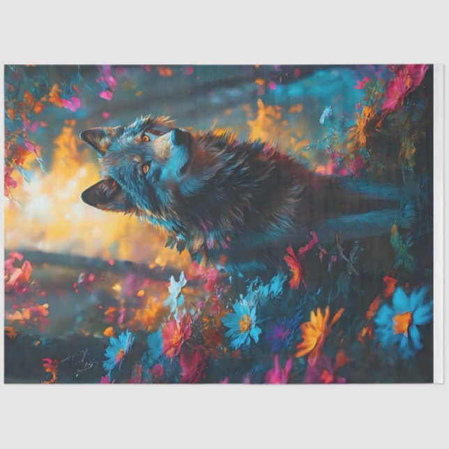 Wildflower Wolf Tissue Paper (Front)