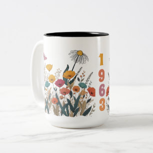 Wildflower Women's Birth Year Two-Tone Coffee Mug