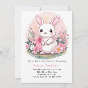 Wildflower Wonderland Bunny Girl Baby Shower Invitation