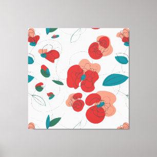 Wildflower Wonderland Stylised Flowers pattern Canvas Print