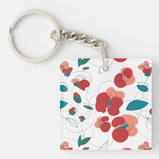 Wildflower Wonderland | Stylised Flowers pattern Key Ring (Front)