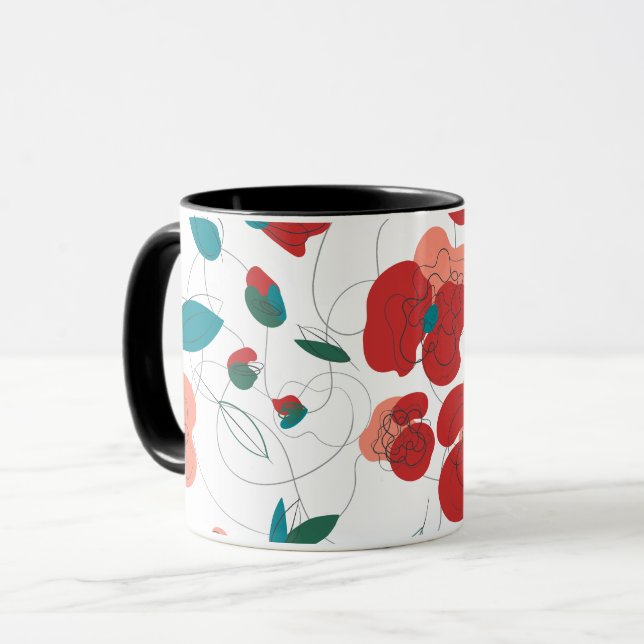 Wildflower Wonderland | Stylised Flowers pattern Mug (Front Left)
