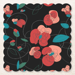 Wildflower Wonderland Stylised Flowers pattern Paper Coaster