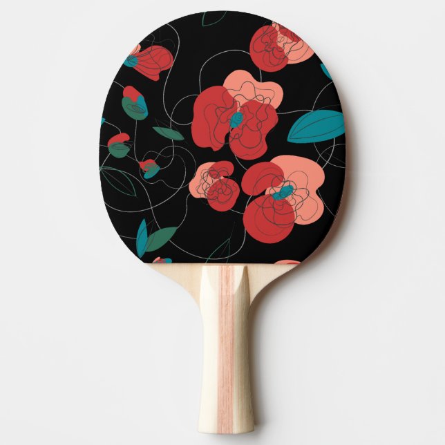 Wildflower Wonderland | Stylised Flowers pattern Ping Pong Paddle (Front)