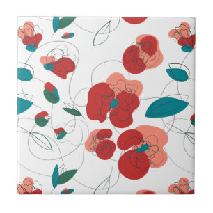 Wildflower Wonderland Stylised Flowers pattern Tile