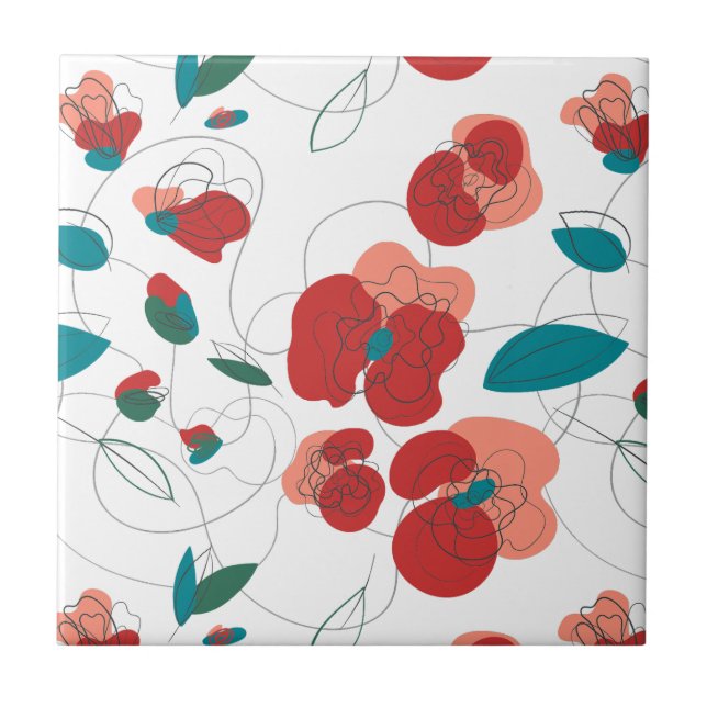 Wildflower Wonderland | Stylised Flowers pattern Tile (Front)
