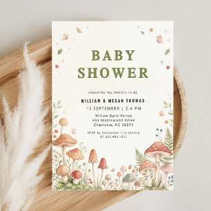 Wildflower Woodland Mushroom Baby Shower Invitation