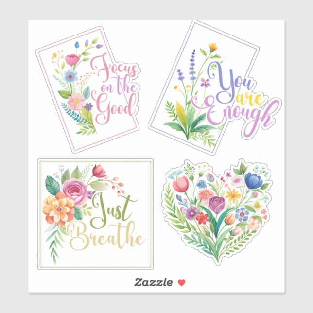 Wildflower Words  & Heart Custom-Cut Vinyl Sticker (Sheet)