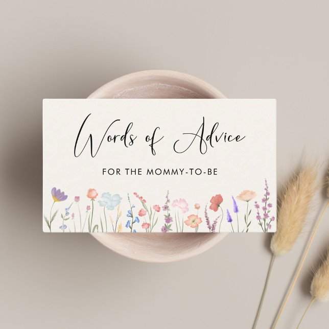 Wildflower Words of Advice Cream Baby Shower Enclosure Card (Creator Uploaded)