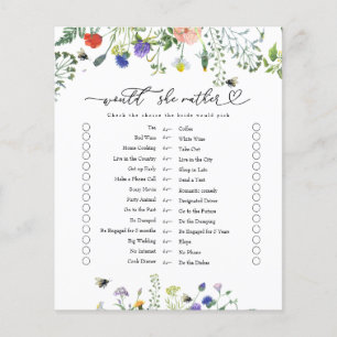 Wildflower Would She Rather Bridal Shower Game