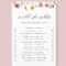 Wildflower Would She Rather Bridal Shower Game