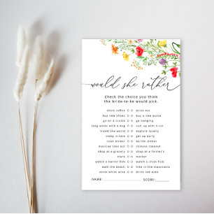 Wildflower Would she rather bridal shower game