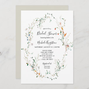 Wildflower Wreath Bridal Shower Invitation