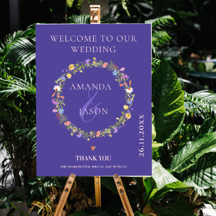 Wildflower Wreath Floral Welcome to Our Wedding Poster