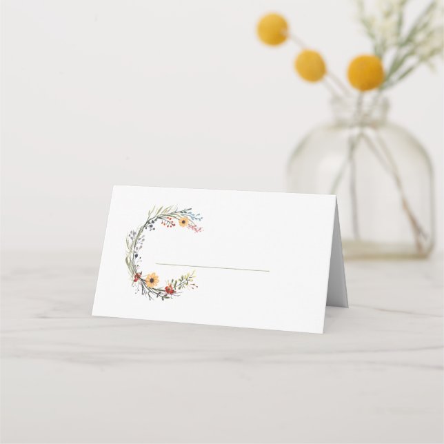 Wildflower wreath name place card (Front)
