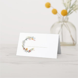 Wildflower wreath name place card