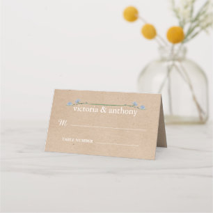 Wildflower Wreath On Kraft Country Wedding Place Card