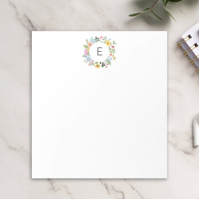 Wildflower Wreath Personalised Monogram Notepad (Creator Uploaded)