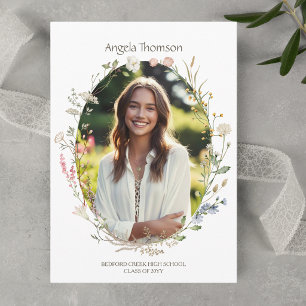 Wildflower Wreath Photo Graduation Announcement