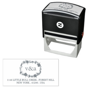 Wildflower Wreath Return Address Self-inking Stamp