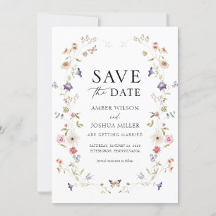 Wildflower Wreath Save the Date Invitation