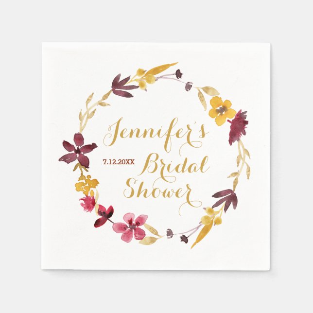 Wildflower Wreath Shower Napkins (Front)