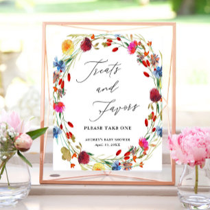 Wildflower Wreath Treats and Favors Shower Display Poster