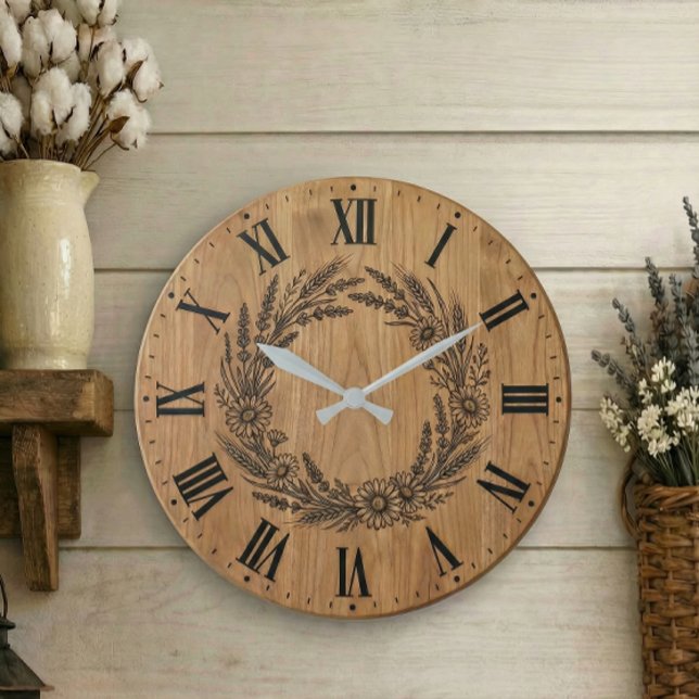Wildflower Wreath wall clock |  Farmhouse Decor  (Creator Uploaded)