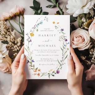 Wildflower Wreath Wedding Invitation