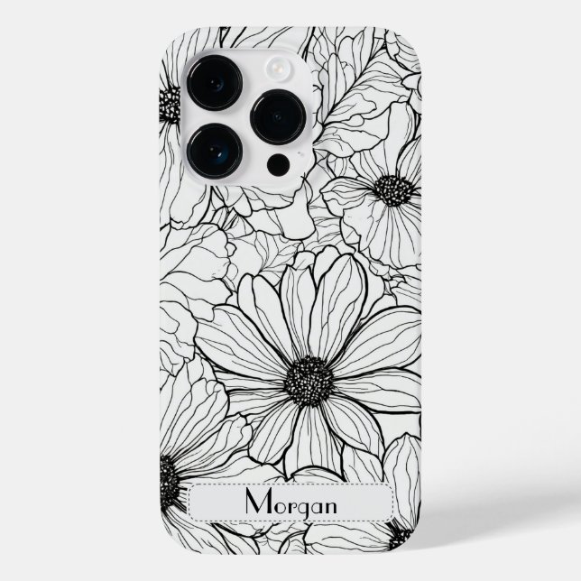 Wildflower Wreath white and black Personalised Case-Mate iPhone Case (Back)