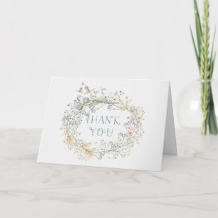 Wildflower Wreath with Butterfly Thank You Card