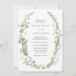 Wildflower Yellow and Blue Wedding Invitation