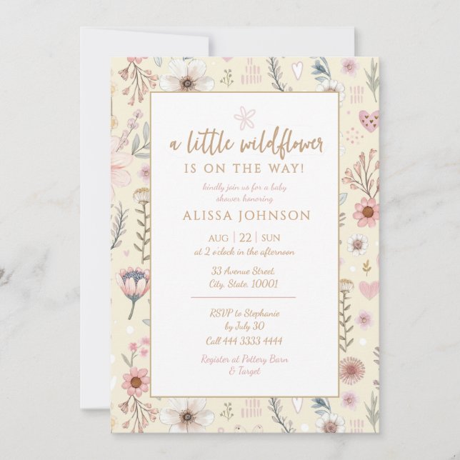Wildflower Yellow Baby Shower Invitation (Front)