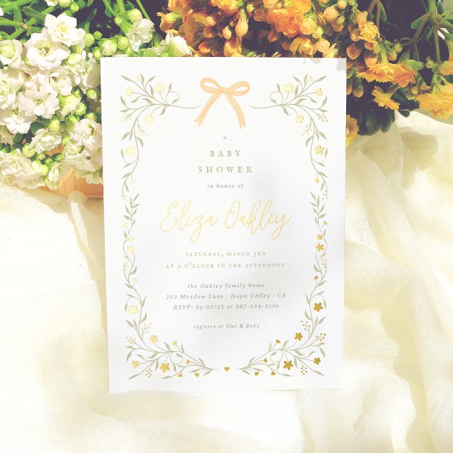 Wildflower & Yellow Bow Elegant Garden Baby Shower (Creator Uploaded)