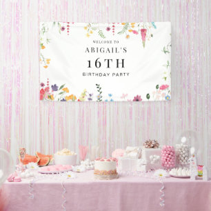 Wildflowers 16th Birthday Party Welcome Banner