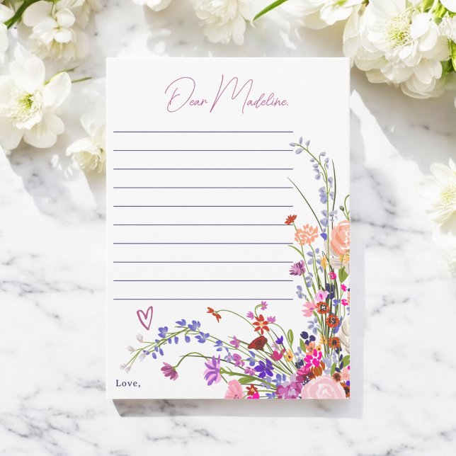 Wildflowers 1st birthday time capsule Letter Invitation (Wildflowers 1st birthday time capsule Letter Invitation)