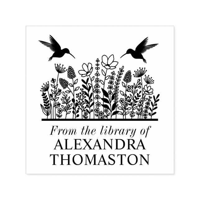 Wildflowers #2 Hummingbirds Library Book Name Self-inking Stamp (Design)