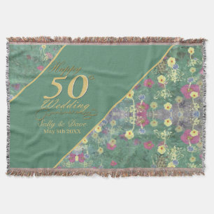 Wildflowers 50th Wedding Anniversary Throw Blanket