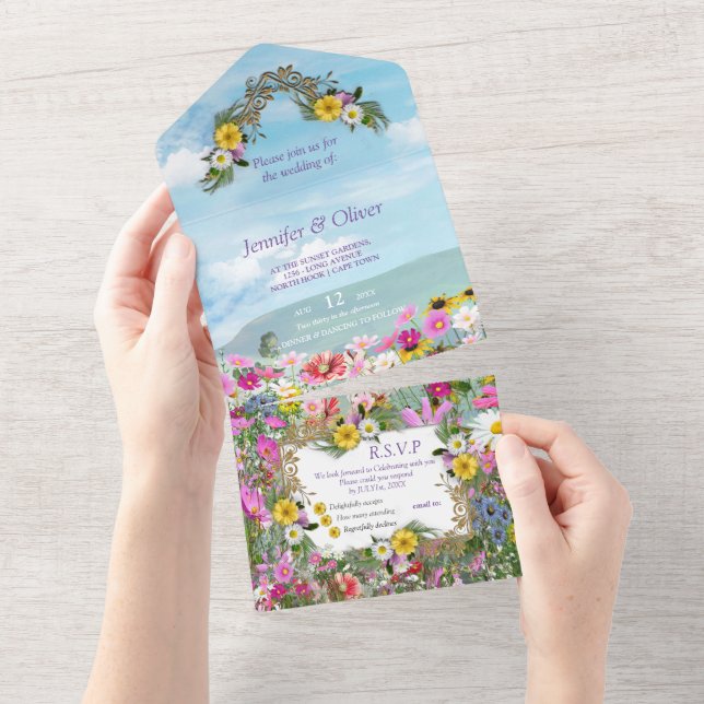 Wildflowers against a Blue Sky All In One Invitation (Tearaway)