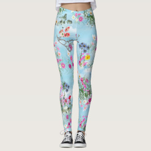 Wildflowers against a  Blue Sky Leggings