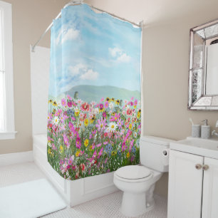 Wildflowers against a Blue Sky Shower Curtain