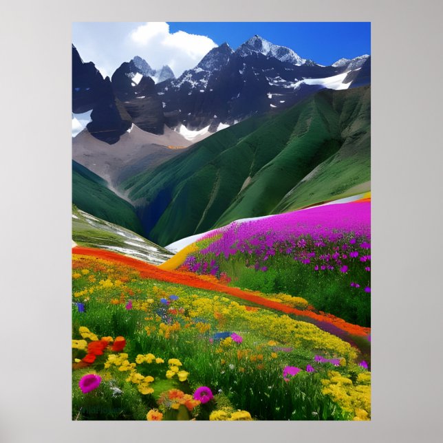 Wildflowers AI Fantasy Digital Art Print Landscape (Front)