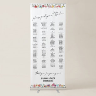 Wildflowers Alphabetical Seating Chart 170 Names Retractable Banner
