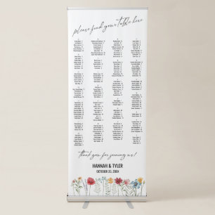 Wildflowers Alphabetical Seating Chart 170 Names Retractable Banner