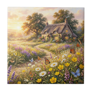 Wildflowers and a Cute Cottage Tile