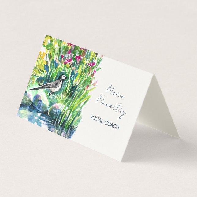 Wildflowers and a pied wagtail business card (Front)