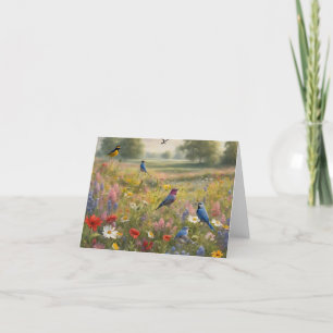 Wildflowers and Birds in the Country Holiday Card