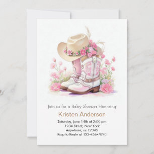 Wildflowers and Boots Cowgirl Baby Shower Invitation